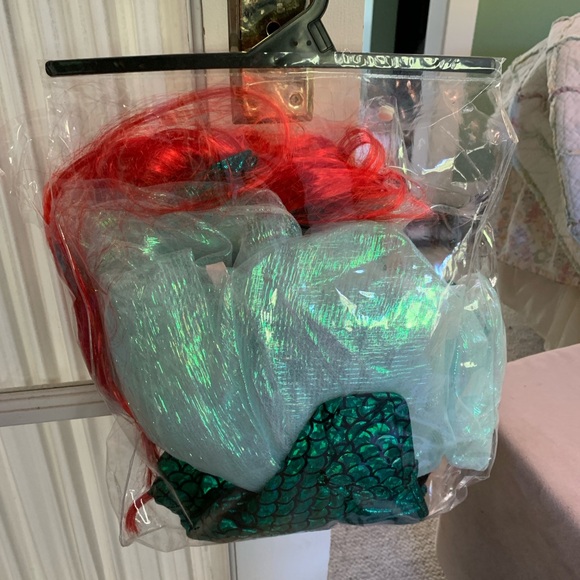 Ariel/Mermaid Costume with Wig, Girls Size (S?) as Shown on Measurements - Picture 13 of 13